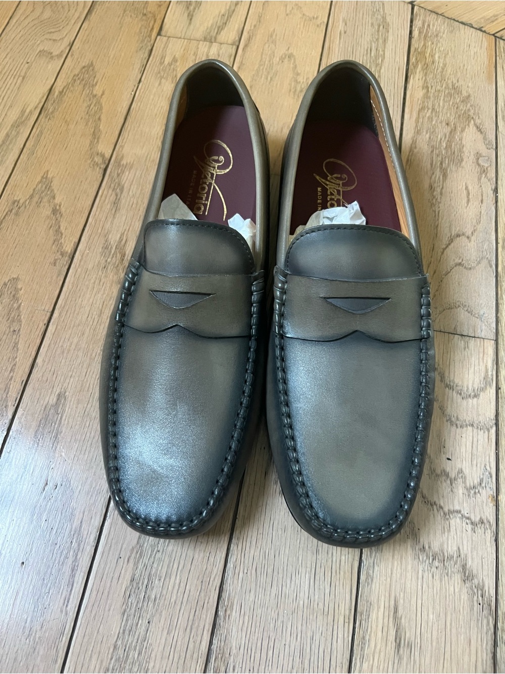 Penny Loafer Men’s Leather Slip-On Shoes - Gray